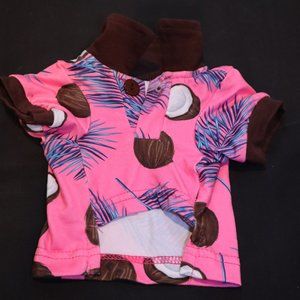 Dogs Pink with Palms and Coconut Collar Shirt X Small